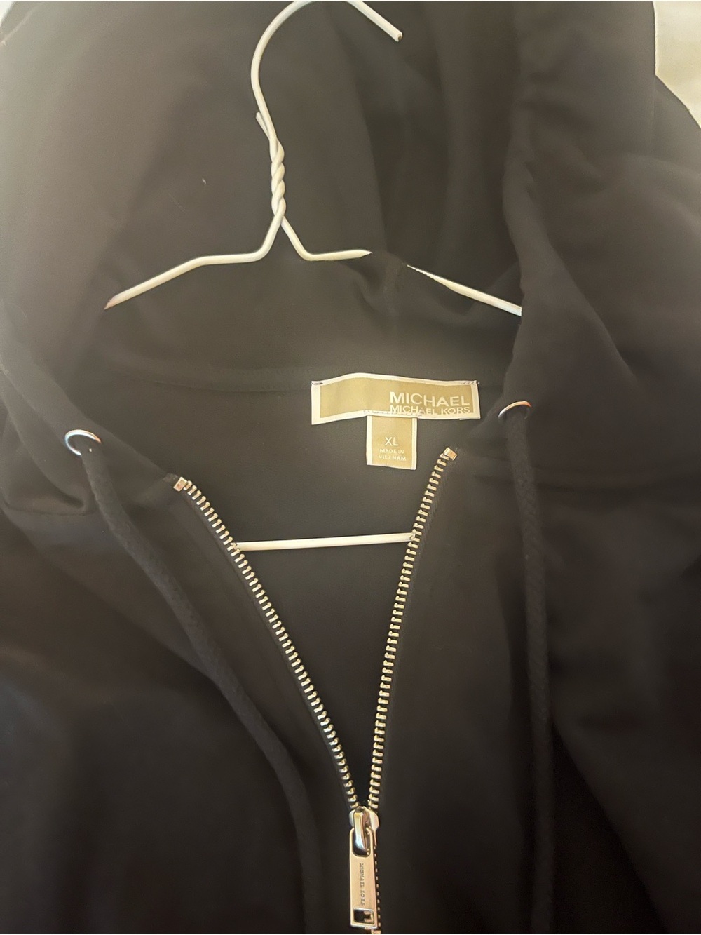 Michael Kors Black Hoodie with Gold-Tone Zipper